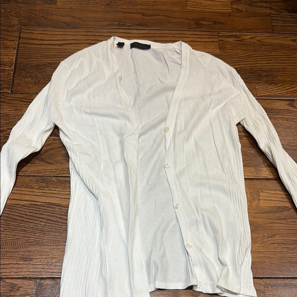 Saks Fifth Avenue White Knit Cardigan